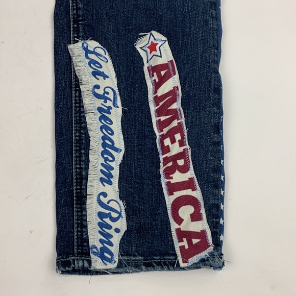 Silver Jeans Custom Modified USA America Distressed Straight Jeans Patches Sz 28 - Picture 4 of 16